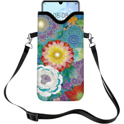 GLOBLELAND Étui de téléphone Portable Mandala Flowers en Nylon, Motif Fleurs de Datura, 7.1,3.9 x (5) cm, Antichoc, Universel, a