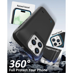 Coque de protection pour iPhone 13 Pro/14 Pro (6,1", 8500 mAh), fine et rechargeable, étui de protection portable avec batterie,