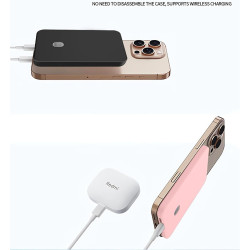 GIOPUEY Étuis Compatible avec Xiaomi Ultrathin Magnetic Power Bank 5000 15W, Coque Silicone, Poids léger, Antichoc, Portable - N