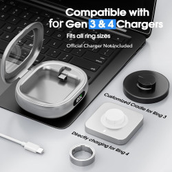 Étui de chargement pour Oura Ring pour Gen 3 et Gen 4, 2000 mAh, boîtier de charge portable avec affichage numérique et lumière 