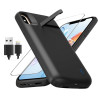 Coque de protection pour iPhone X/XS, 6000 mAh, fine et rechargeable - Coque de charge étendue avec support - Coque de protectio
