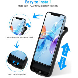 Coque de protection pour iPhone X/XS, 6000 mAh, fine et rechargeable - Coque de charge étendue avec support - Coque de protectio