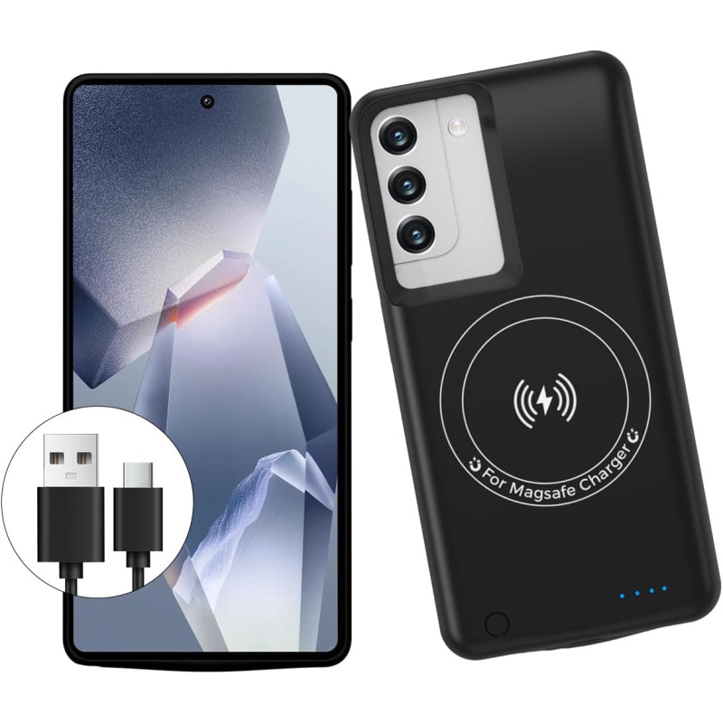 Coque de batterie pour Samsung Galaxy S22 plus/S23 Plus (15 000 mAh), technologie GAN Chargeur portable ultra fin étendu Coque d