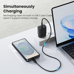 ELLENNE Coque avec batterie intégrée pour Samsung S22 Ultra 5G 6,8" 10 000 mAh | Coque rechargeable fine et haute capacité avec 