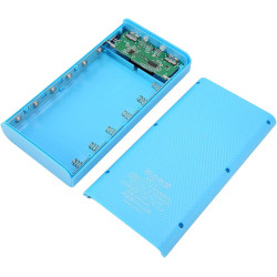 Yctze Étui de Batterie Externe DIY 6X avec écran LCD, Double USB pour Téléphones, Léger et Portable, Bleu