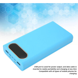 Yctze Étui de Batterie Externe DIY 6X avec écran LCD, Double USB pour Téléphones, Léger et Portable, Bleu