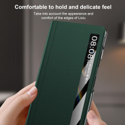 Lemxiee Coque pour Honor Magic V6 Case en Béquille & Fenêtre de visualisation Coque Cuir PU