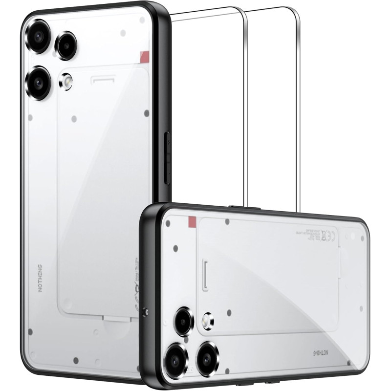 Lemxiee Coque pour Nothing Phone (3a) Lite Case + [2 Pièces] Protecteur d'écran Verre Trempé pour Nothing Phone (3a) Lite,Silico