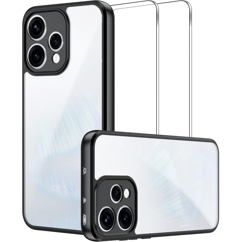 Lemxiee Coque pour Oppo Reno 15 5G Case + [2 Pièces] Protecteur d'écran Verre Trempé pour Oppo Reno 15 5G,Silicone Flexible + Ac