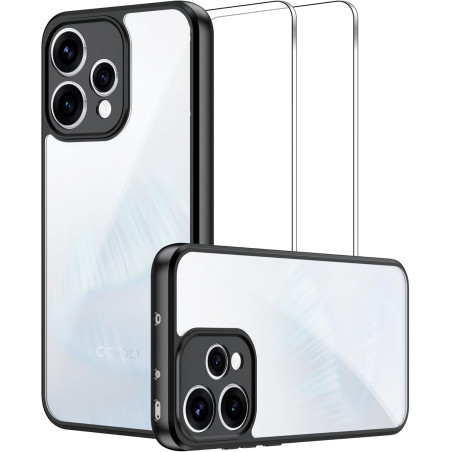 Lemxiee Coque pour Oppo Reno 15 5G Case + [2 Pièces] Protecteur d'écran Verre Trempé pour Oppo Reno 15 5G,Silicone Flexible + Ac