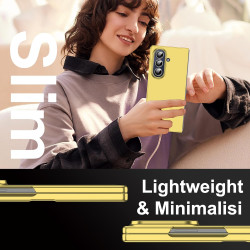 Lemxiee Coque pour Samsung Galaxy Z Fold 7 Case en Ultra-Mince & Acrylique Jaune Coque
