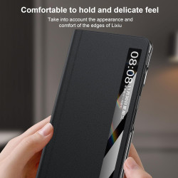 Lemxiee Coque pour Honor Magic V6 Case en Béquille & Fenêtre de visualisation Coque Cuir PU