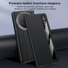 Lemxiee Coque pour Honor Magic V6 Case en Béquille & Fenêtre de visualisation Coque Cuir PU