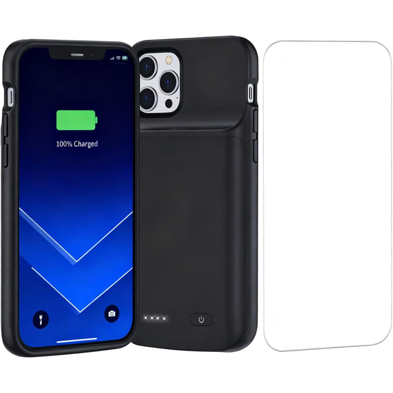 Coque de batterie pour iPhone 12/12Pro, MIGAFEI améliorée, 13800 mAh, ultra mince, portable, étui de chargement intelligent, com