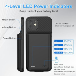 Coque de batterie pour iPhone 12/12Pro, MIGAFEI améliorée, 13800 mAh, ultra mince, portable, étui de chargement intelligent, com