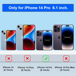 Coque de chargement de batterie 13800 mAh pour iPhone 14 Pro 6,1", batterie supplémentaire 1,5 x, film protecteur d'écran, noir