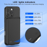 Coque de chargement de batterie 13800 mAh pour iPhone 14 Pro 6,1", batterie supplémentaire 1,5 x, film protecteur d'écran, noir