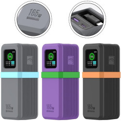 Uvert nexode power bank 20 000 mah 165 w coque en silicone avec ajustement parfait et accès complet aux boutons et ports (gris)