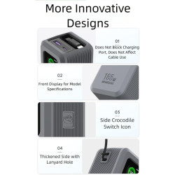Uvert nexode power bank 20 000 mah 165 w coque en silicone avec ajustement parfait et accès complet aux boutons et ports (gris)
