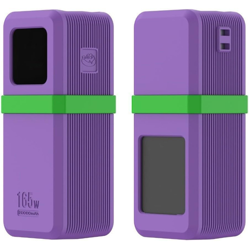 Uvert nexode power bank 20 000 mah 165 w coque en silicone avec ajustement parfait et accès complet aux boutons et ports (violet