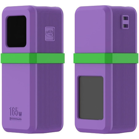 Uvert nexode power bank 20 000 mah 165 w coque en silicone avec ajustement parfait et accès complet aux boutons et ports (violet