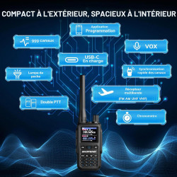 Baofeng GT-5R Mini 5W Radio portative Double Bande, Talkie-walkie UHF VHF Compact avec Programmation Via Application BT, 999 can