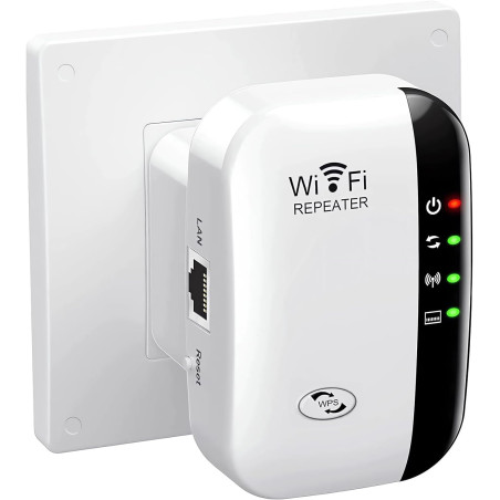 Répéteur WiFi Puissant 300Mbps Amplificateur WiFi 2.4GHz WiFi Range Booster avec Port Ethernet | WiFi Extender Booster avec 4 Mo