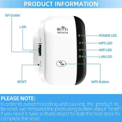 Répéteur WiFi Puissant 300Mbps Amplificateur WiFi 2.4GHz WiFi Range Booster avec Port Ethernet | WiFi Extender Booster avec 4 Mo