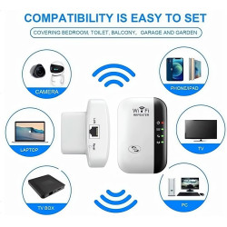 Répéteur WiFi Puissant 300Mbps Amplificateur WiFi 2.4GHz WiFi Range Booster avec Port Ethernet | WiFi Extender Booster avec 4 Mo