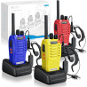 eSynic Talkies Walkies Ensemble de 3 Pièces Rouge Jaune Bleu PMR446 sans Licence 16 Canaux Talkies Walkies Rechargeable Batterie