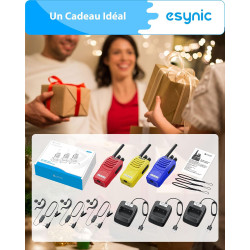 eSynic Talkies Walkies Ensemble de 3 Pièces Rouge Jaune Bleu PMR446 sans Licence 16 Canaux Talkies Walkies Rechargeable Batterie