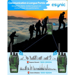 eSynic 4PCS Talkies-Walkies Longue Distance avec Écouteurs Talkie-walkie Rechargeable 16 Canaux PMR446 sans Licence Boîtier Robu