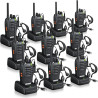 eSynic 10pcs Talkies-Walkies Longue Distance avec Écouteurs Talkie Walkie Professionnel 16 Canaux 1500 mAh avec Chargeur USB Com