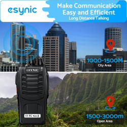 eSynic 10pcs Talkies-Walkies Longue Distance avec Écouteurs Talkie Walkie Professionnel 16 Canaux 1500 mAh avec Chargeur USB Com