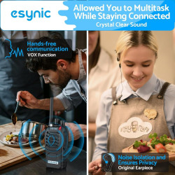 eSynic 10pcs Talkies-Walkies Longue Distance avec Écouteurs Talkie Walkie Professionnel 16 Canaux 1500 mAh avec Chargeur USB Com