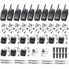 eSynic 10pcs Talkies-Walkies Longue Distance avec Écouteurs Talkie Walkie Professionnel 16 Canaux 1500 mAh avec Chargeur USB Com