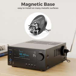 deleyCON Antenne Radio Dab+ FM pour Chaîne Stéréo avec Adaptateur - Antenne Numérique avec Base Magnétique, Câble 3,0 m pour 75 