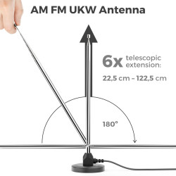 deleyCON Antenne Radio Dab+ FM pour Chaîne Stéréo avec Adaptateur - Antenne Numérique avec Base Magnétique, Câble 3,0 m pour 75 