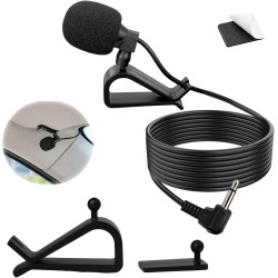 Microphone externe 3,5 mm pour voiture - micro cravate compatible avec autoradio bleutooth jvc, kenwood, sony, alpine - câble de