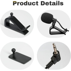 Microphone externe 3,5 mm pour voiture - micro cravate compatible avec autoradio bleutooth jvc, kenwood, sony, alpine - câble de