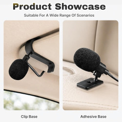 Microphone externe 3,5 mm pour voiture - micro cravate compatible avec autoradio bleutooth jvc, kenwood, sony, alpine - câble de