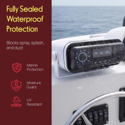 Pyle Cache Autoradio Bateau Étanche – Protection Autoradio Marin Fumé Waterproof Anti UV avec Porte Relevable, Boîtier Radio Mar