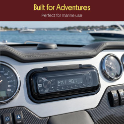 Pyle Cache Autoradio Bateau Étanche – Protection Autoradio Marin Fumé Waterproof Anti UV avec Porte Relevable, Boîtier Radio Mar