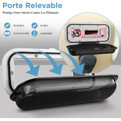 Pyle Housse Stéréo Marine - Boîtier de protection étanche pour radio - Protection Robuste pour Radio de Bateau - Couleur Fumée -