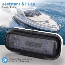 Pyle Housse Stéréo Marine - Boîtier de protection étanche pour radio - Protection Robuste pour Radio de Bateau - Couleur Fumée -
