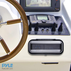 Pyle Housse Stéréo Marine - Boîtier de protection étanche pour radio - Protection Robuste pour Radio de Bateau - Couleur Fumée -