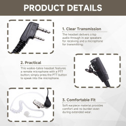 Oreillette Talkie Walkie, 4 Pièces Oreillette Compatible avec BAOFENG, Oreillette Talkie Walkie pour BAOFENG, Oreillette Radio B
