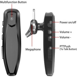 Jetfon bt-k2 casque sans fil bleutooth avec adaptateur talkie-walkie type k, ptt double mode et autonomie de 26 h, compatible av