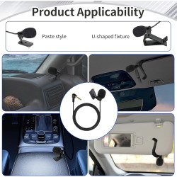 Microphone de voiture 3,5 mm, micro externe pour bleutooth stéréo dvd radio, micro de rechange avec autocollant de fixation, pin