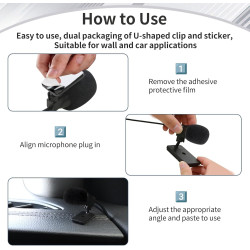 Microphone de voiture 3,5 mm, micro externe pour bleutooth stéréo dvd radio, micro de rechange avec autocollant de fixation, pin